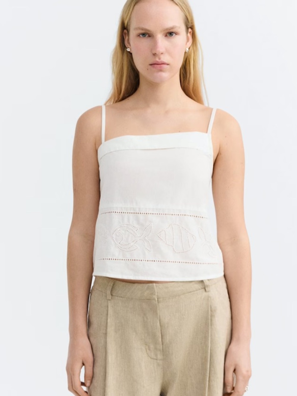 Thinking Mu Raida White Embroidered Top